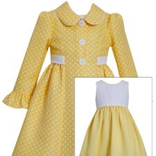Bonnie Jean Polka Dot Yellow Dress Coat