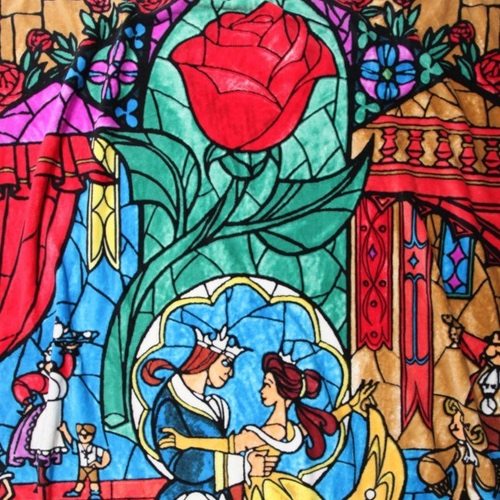 Beauty and The Beast stained glass throw blanket