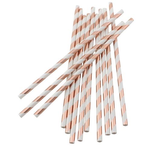 Rose Gold paper drinking straws