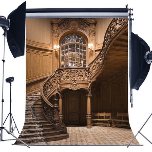 winding staircase photo backdrop